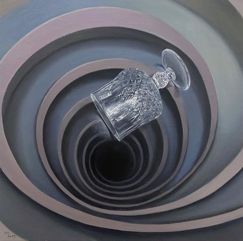 A Glass in an Infinitely Spinning Stairwell