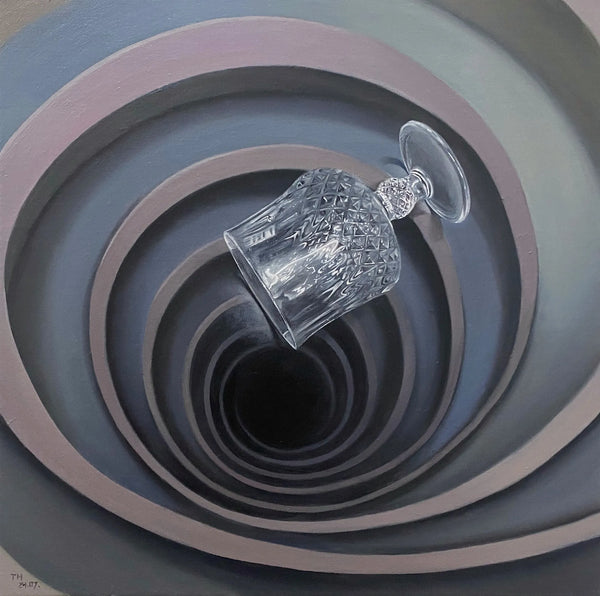 A Glass in an Infinitely Spinning Stairwell